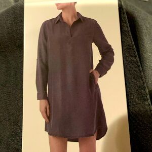 New COMO VINTAGE Womens Black Denim Collar Shirt Dress Size L. Size S.